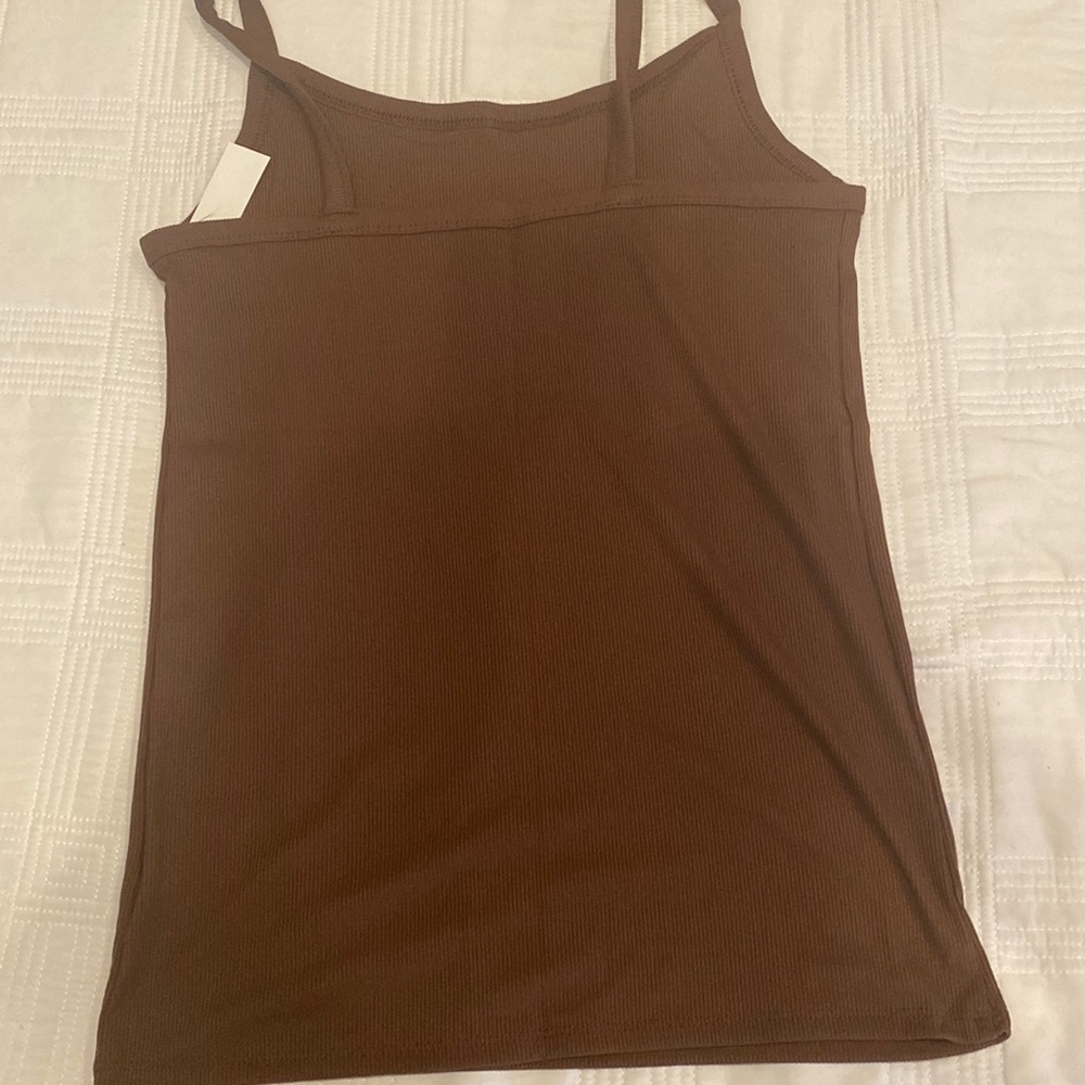 Brown ribbed tank top- soft and comfy- LG NEW - Picture 2 of 4